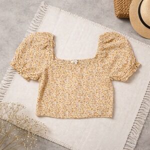Madewell Hopewell Puff Sleeve Crop Top Size S Cottagecore Garden Milkmaid Picnic